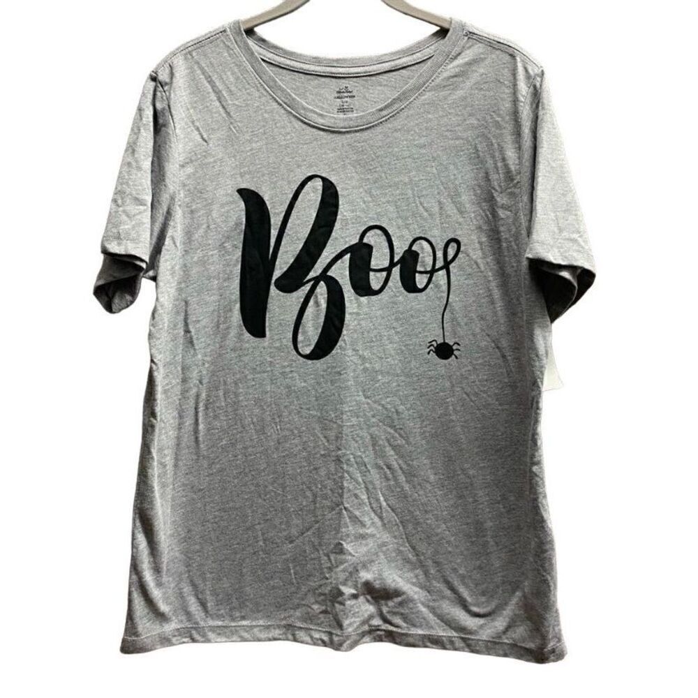 Celebrate NWT women’s Halloween boo spyder gray T-shirt size large ￼